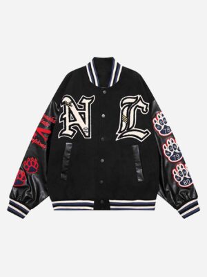 Letter-embroidered Contrasting Jacket