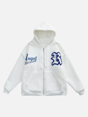 Letter Embroidered Hoodie Jacket -1095
