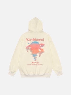Sunset Letter Print Hooded Sweatshirt